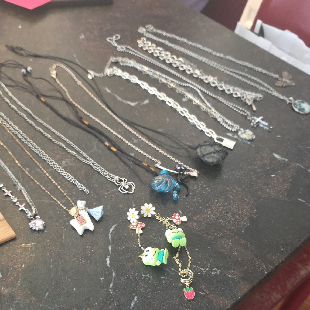 Silver and Black Teenage Girl Bundle Necklace Set